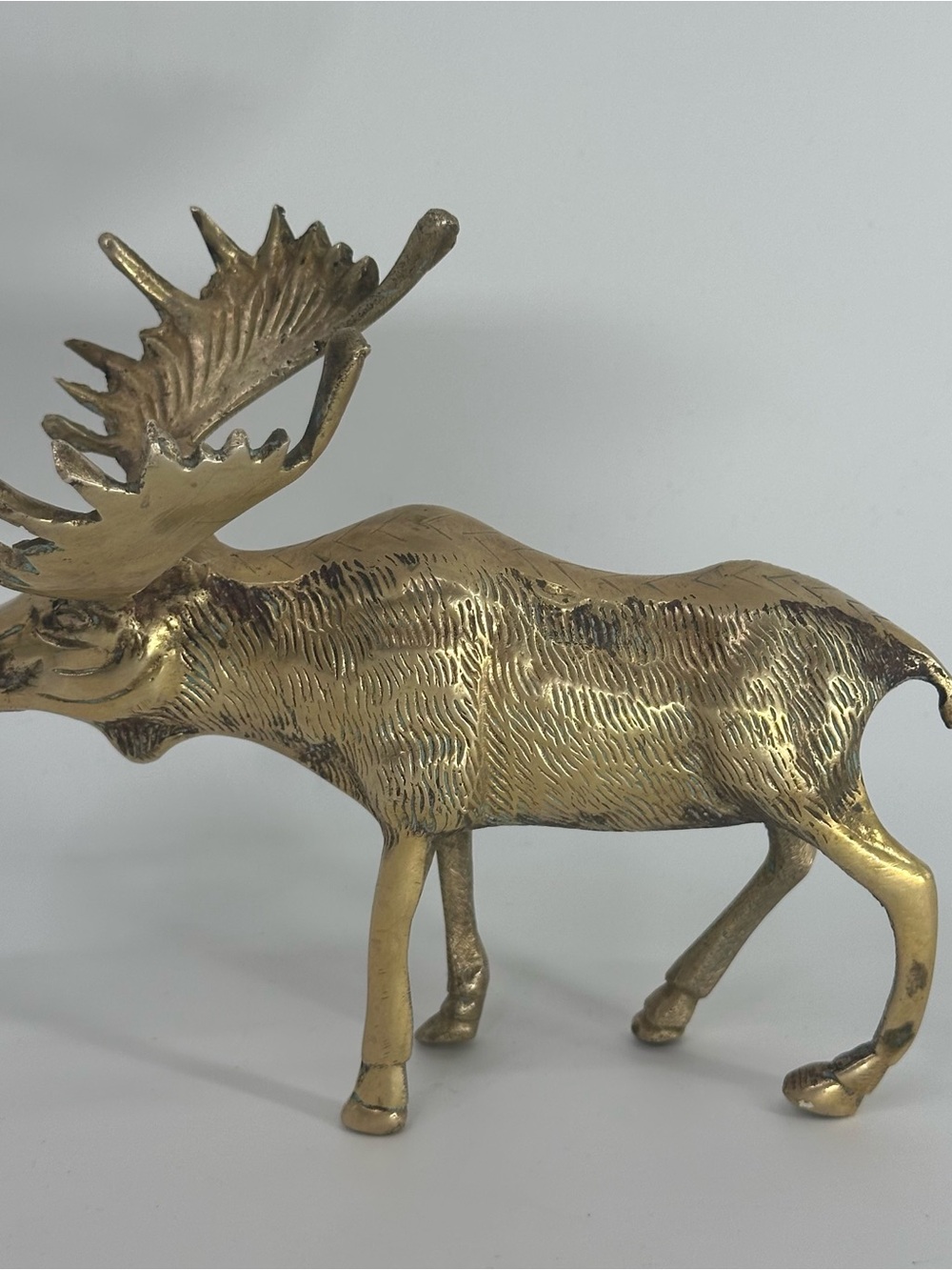 Brass Moose Sculpture - Gold Home Art Accent 6.5in